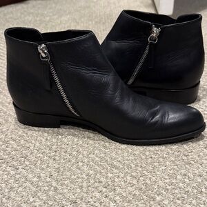 Giuseppe Zanotti Black Leather Ankle Boots with Zipper